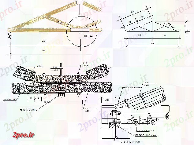 دانلود نقشه جزئیات ساخت و ساز جزئیات ساخت و ساز سقف پروژه خانه (کد68376)