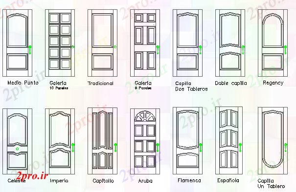 دانلود نقشه درب و پنجره مشترک درب و چهارچوب های متعدد طراحی (کد68384)