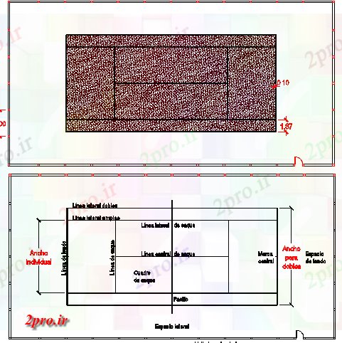 دانلود نقشه ورزشگاه ، سالن ورزش ، باشگاه محوطه سازی زمین تنیس و طراحی (کد68456)