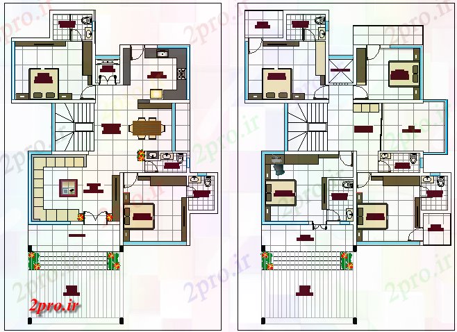 دانلود نقشه مسکونی ، ویلایی ، آپارتمان طراحی طبقه تک خانواده خانه 75 در 96 متر (کد68463)