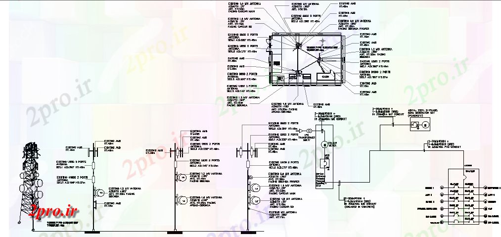 دانلود نقشه معماری نوکیا برج تلفنی با نصب و راه اندازی برق جزئیات (کد68473)