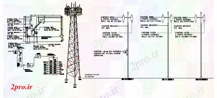 دانلود نقشه معماری نصب و راه اندازی برق برج تلفنی با ساختار کابین (کد68496)