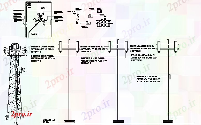 دانلود نقشه معماری طراحی داخل کابین از برج را با ساختار و نصب و راه اندازی برج برق (کد68507)