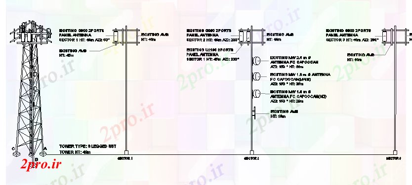 دانلود نقشه معماری جزئیات نصب و راه اندازی برج برق با سه جزئیات پا  (کد68527)
