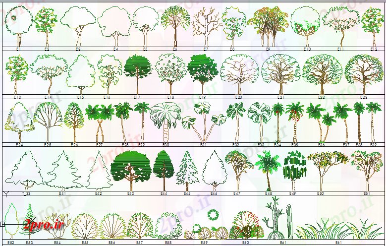 دانلود نقشه باغ طراحی باغ  بلوک های درخت جزئیات (کد68537)