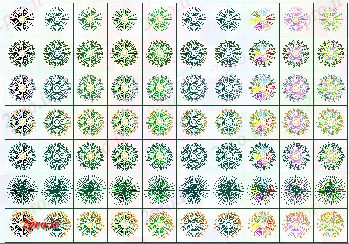 دانلود نقشه باغ چند تزئینی بلوک های طراحی کارخانه درخت جزئیات (کد68541)