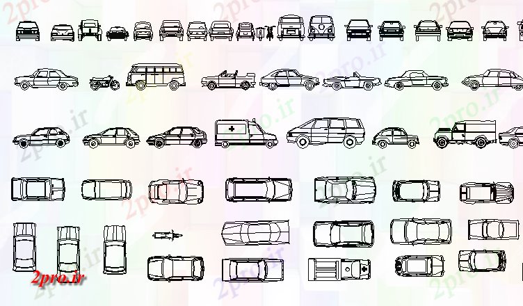 دانلود نقشه بلوک وسایل نقلیه های متعدد و چند منظوره بلوک ماشین طراحی جزئیات  (کد68550)