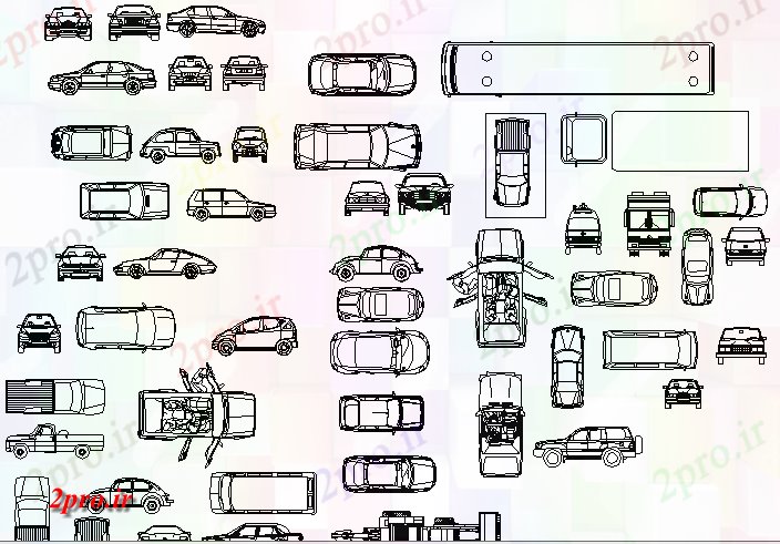 دانلود نقشه بلوک وسایل نقلیه چند قالب طرحی بلوک های خودرو جزئیات (کد68552)