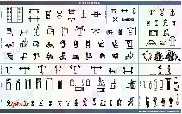 دانلود نقشه سایر بلوک ها مشترک چندین بلوک تجهیزات سالن های بدنسازی طراحی (کد68561)