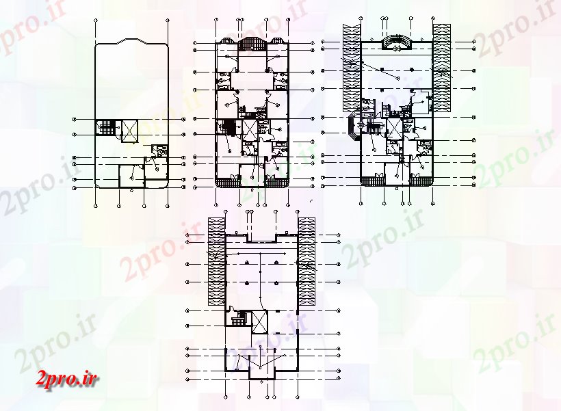 دانلود نقشه مسکونی ، ویلایی ، آپارتمان مسکونی جزئیات پروژه خانه 13 در 24 متر (کد68569)