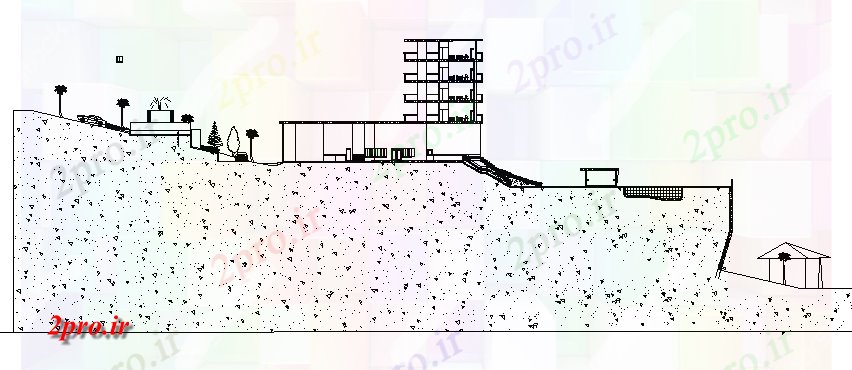 دانلود نقشه هتل - رستوران - اقامتگاه هتل سه ستاره در معماری کوه پروژه 15 در 30 متر (کد68587)