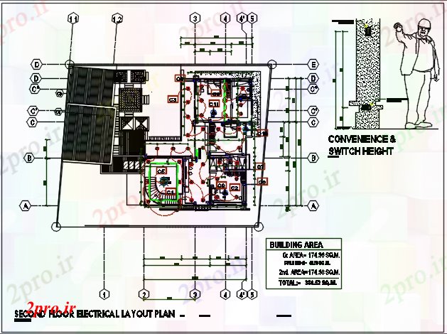 دانلود نقشه معماری جزئیات طرحی برق و سوئیچ هیئت مدیره جزئیات  نما (کد68616)