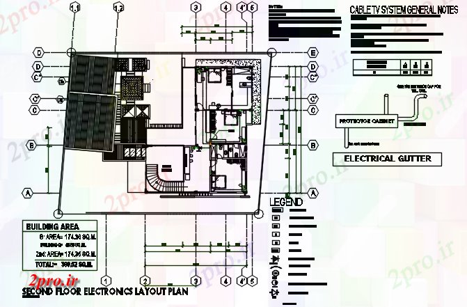 دانلود نقشه معماری طبقه دوم برقی طرحی جزئیات (کد68623)