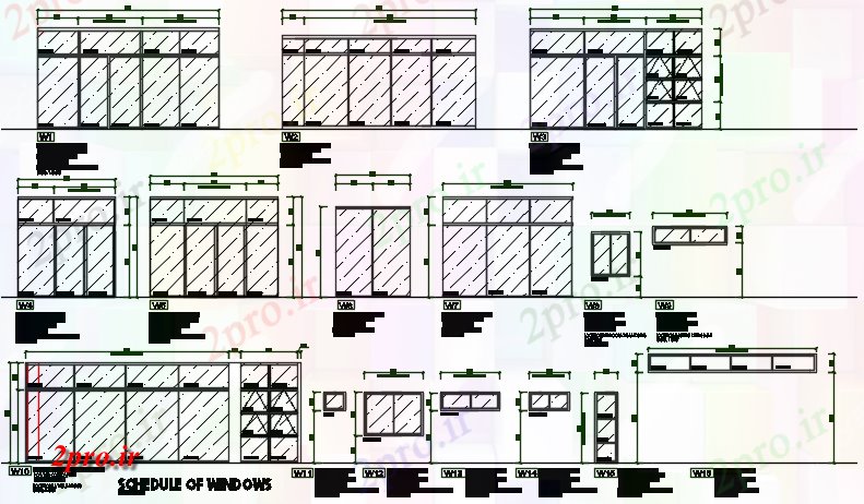 دانلود نقشه درب و پنجره برنامه طرحی پنجره فریم و طرحی فریم پنجره نما جزئیات 21 در 27 متر (کد68626)