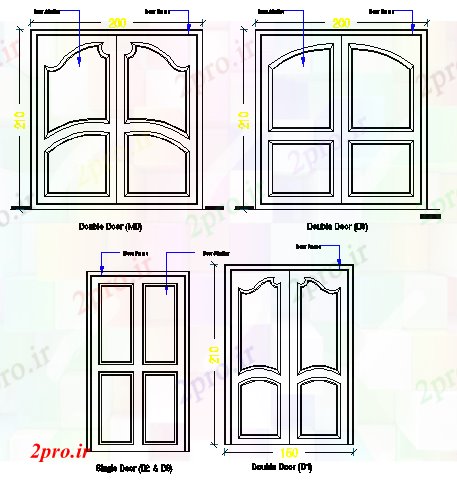 دانلود نقشه درب و پنجره دو جزئیات نصب و راه اندازی درب درب خانه طراحی (کد68653)