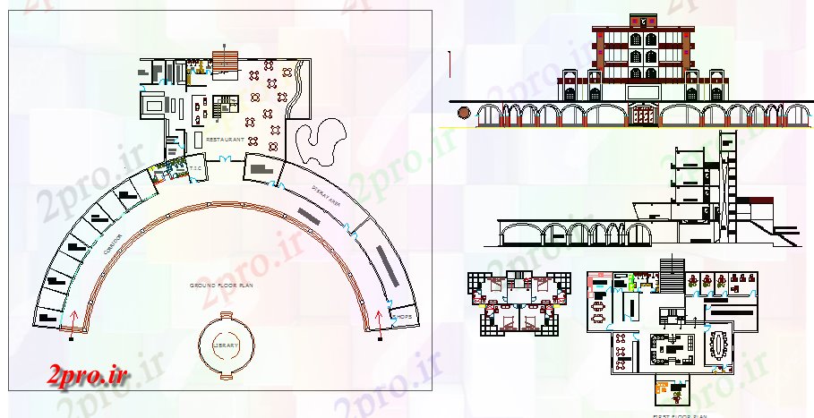 دانلود نقشه دانشگاه ، آموزشکده ، موسسه - چند طبقه جزئیات دانشگاه ، آموزشکده پروژه معماری 29 در 70 متر (کد68660)