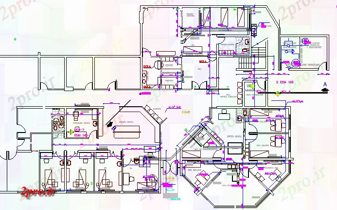 دانلود نقشه بیمارستان -  درمانگاه -  کلینیک طرحی بیمارستان روانی طرحی معماری جزئیات (کد68682)