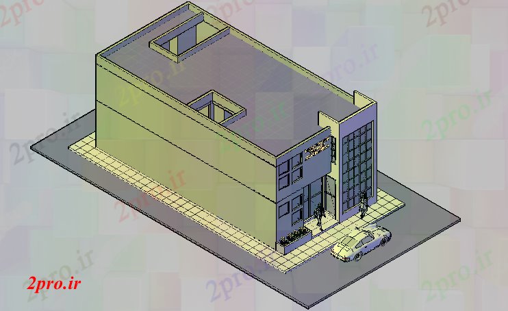 دانلود نقشه سه بعدی ساختمان مرتفع نما تریدی از یک بلند ساخت (کد68692)