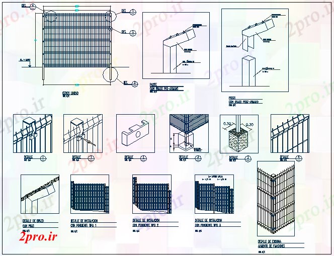 دانلود نقشه جزئیات ساخت و ساز جزئیات سازنده مش محیط بسته شدن حصار (کد68693)