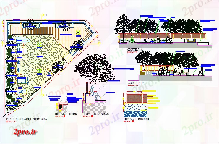 دانلود نقشه پارک - باغ عمومی میدان پروژه معماری پارک عمومی Corian کوارتز جزئیات 77 در 88 متر (کد68702)