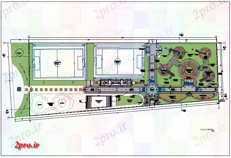 دانلود نقشه باغ جزئیات تم پارک عمومی محوطه سازی با  ساختار (کد68703)