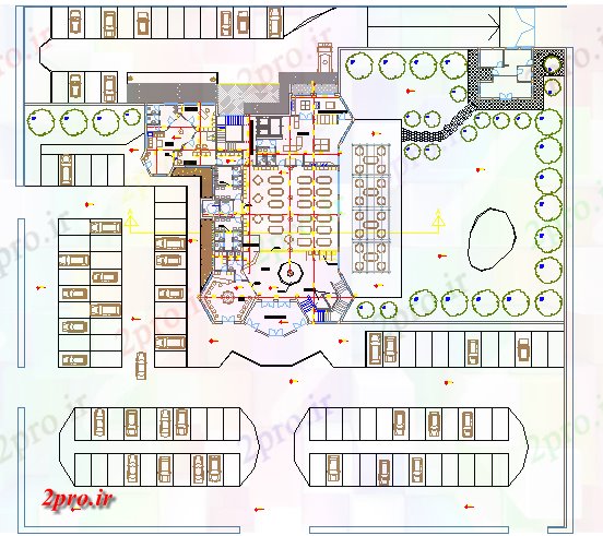 دانلود نقشه ساختمان مرتفعکشت و زرع و پارکینگ خودرو، دفتر طرح 32 در 34 متر (کد68720)