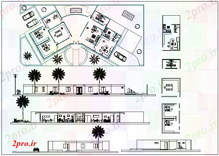 دانلود نقشه ساختمان اداری - تجاری - صنعتی طراحی کامل یک دفتر و نما 18 در 31 متر (کد68725)