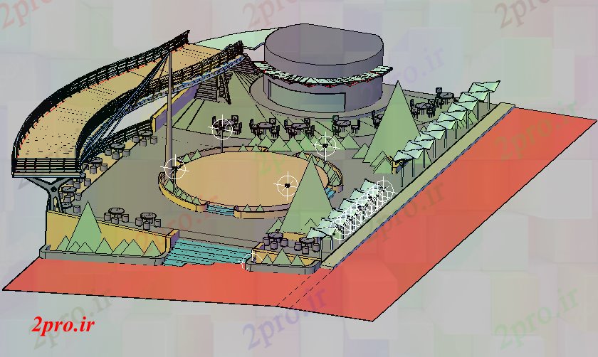 دانلود نقشه باغ طراحی تریدی از پروژه پارک تفریحی ماجراجویی جزئیات (کد68731)