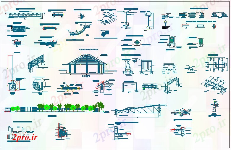 دانلود نقشه باغ جزئیات سازنده و تجهیزات از پارک (کد68737)