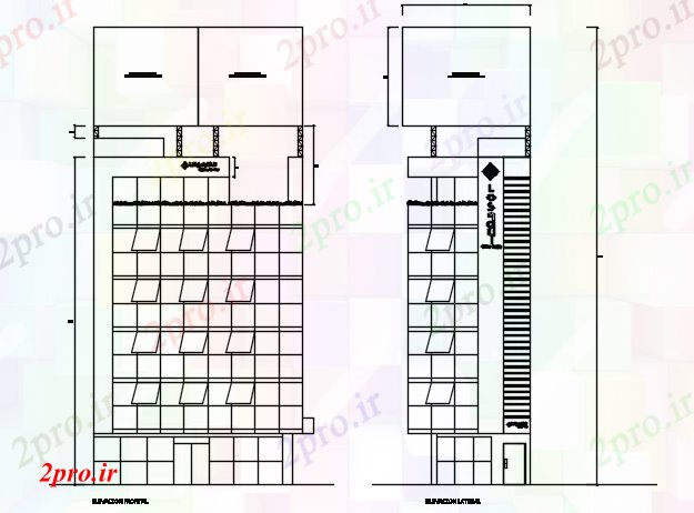 دانلود نقشه ساختمان اداری - تجاری - صنعتی نما پنجره طرحی جزئیات 5 در 10 متر (کد68756)