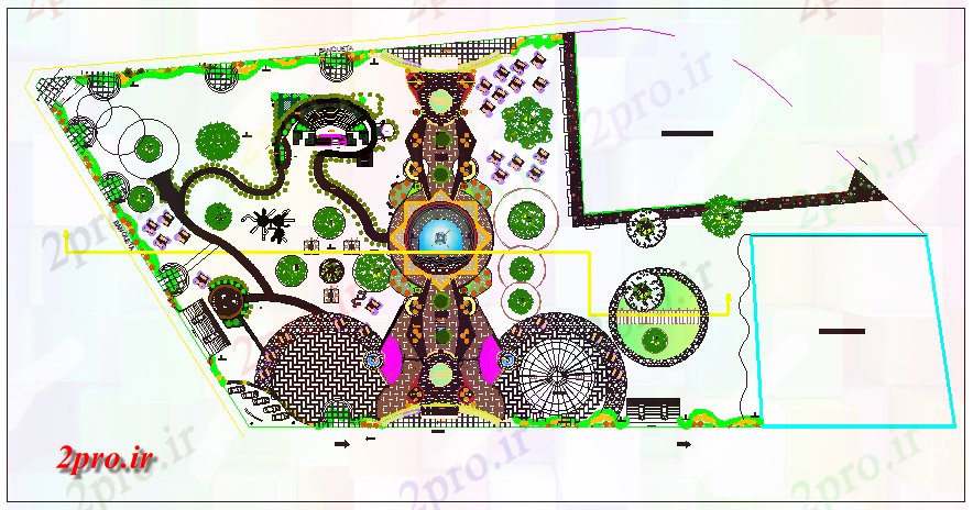 دانلود نقشه پارک - باغ    عمومی سنتی محوطه سازی پارک جزئیات (کد68794)