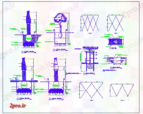 دانلود نقشه باغ پیاده رو جزئیات سازنده باغ  عمومی (کد68802)