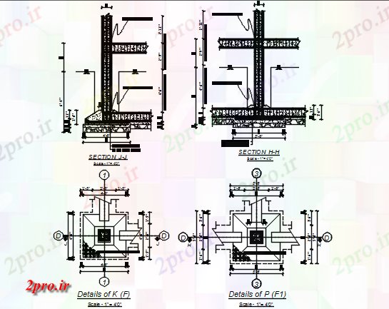 دانلود نقشه جزئیات ساخت و ساز جای پای پان جزئیات و بخش جزئیات (کد68836)