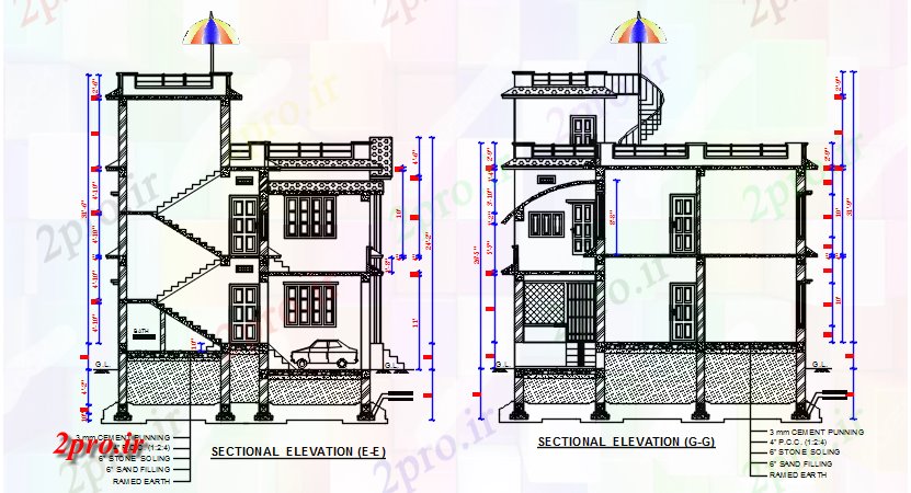 دانلود نقشه ساختمان اداری - تجاری - صنعتی بخش طرحی نما جزئیات 10 در 11 متر (کد68838)