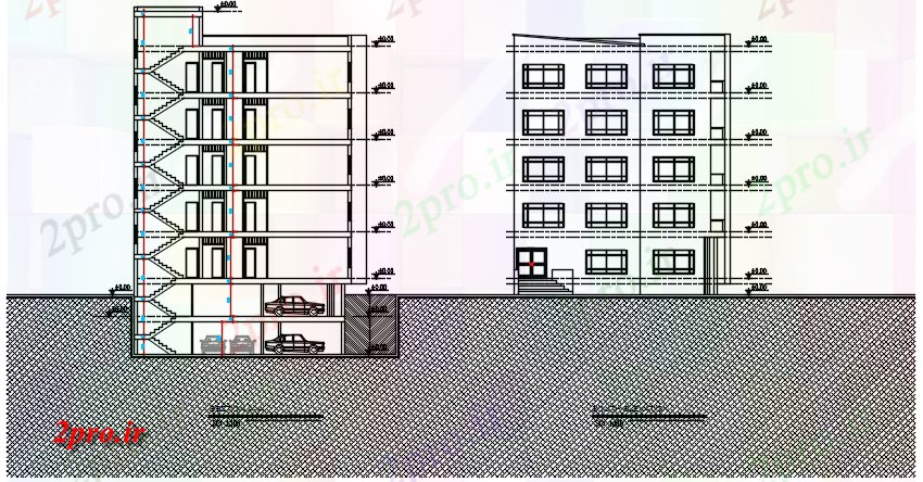 دانلود نقشه ساختمان اداری - تجاری - صنعتی بخش نما جزئیات، 15 در 17 متر (کد68842)