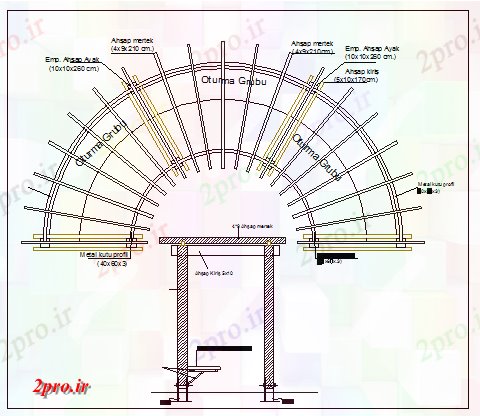 دانلود نقشه باغ جزئیات آلاچیق چوبی باغ  (کد69071)