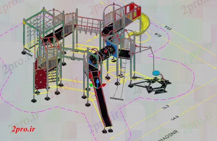 دانلود نقشه پارک - باغ    عمومی طراحی تریدی از بازی های تجهیزات از کودکان پارک (کد69075)