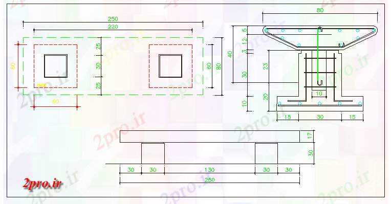 دانلود نقشه بلوک میز و صندلیبتن مسلح تقویت  جزئیات صندلی  (کد69085)