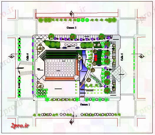 دانلود نقشه پارک - باغ عمومی جزئیات محوطه سازی پارک از شهرستان 20 در 26 متر (کد69205)