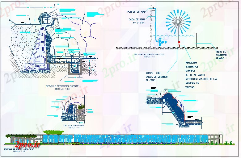 دانلود نقشه فواره جزئیات چشمه باغ  عمومی (کد69255)