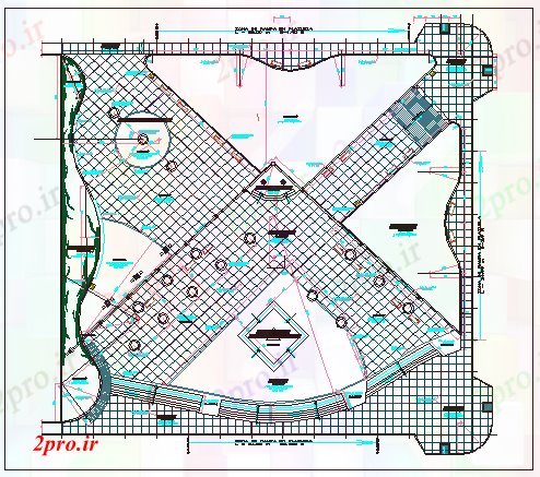 دانلود نقشه پارک - باغ عمومی محوطه سازی کمپ سمت پارک جزئیات 48 در 50 متر (کد69257)