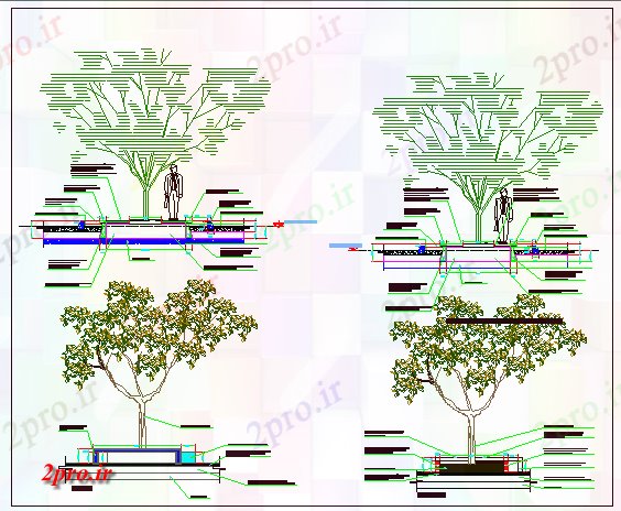 دانلود نقشه باغ جزئیات کاشت درخت باغ  (کد69261)