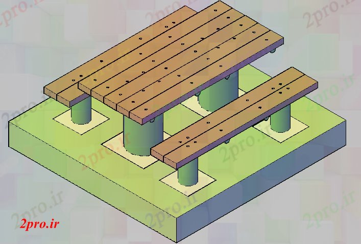 دانلود نقشه بلوک میز و صندلیطراحی تریدی از میز پیک نیک (کد69305)