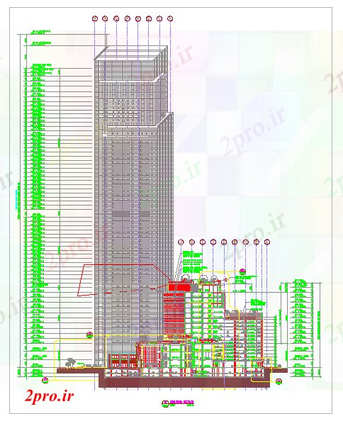 دانلود نقشه ساختمان مرتفعبلند ساختمان نمای (کد69313)