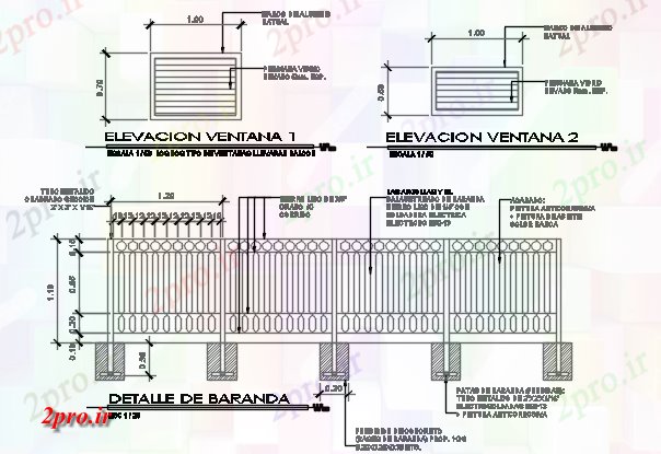 دانلود نقشه جزئیات ساخت و ساز Relling طرحی و جزئیات نما (کد69347)