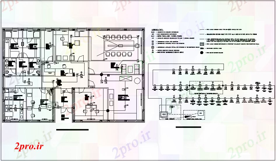 دانلود نقشه طراحی داخلی نصب و راه اندازی الکتریکی سیستم های هشدار آتش با بلوک دیاگرام سیستم های هشدار آتش برای  دفتر  (کد69348)