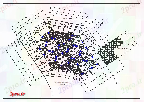 دانلود نقشه پارک - باغ عمومی روستایی محوطه سازی پارک جزئیات 29 در 39 متر (کد69367)
