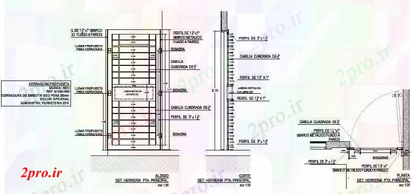 دانلود نقشه جزئیات طراحی در و پنجره  درب جزئیات محافظ (کد69426)