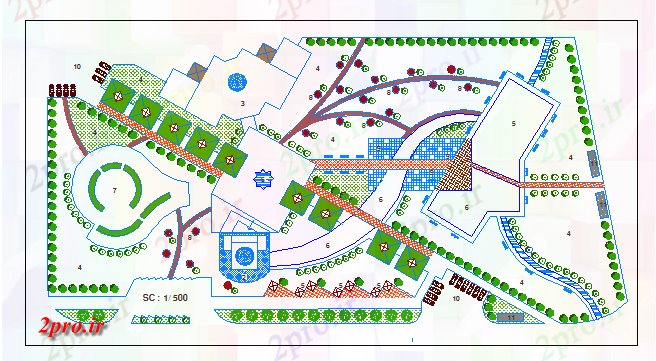 دانلود نقشه پارک - باغ    عمومی جزئیات محوطه سازی جامعه پارک (کد69434)