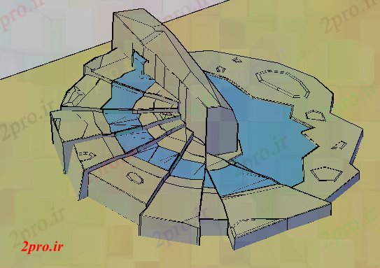 دانلود نقشه فواره طراحی تریدی از چشمه باغ  عمومی (کد69443)
